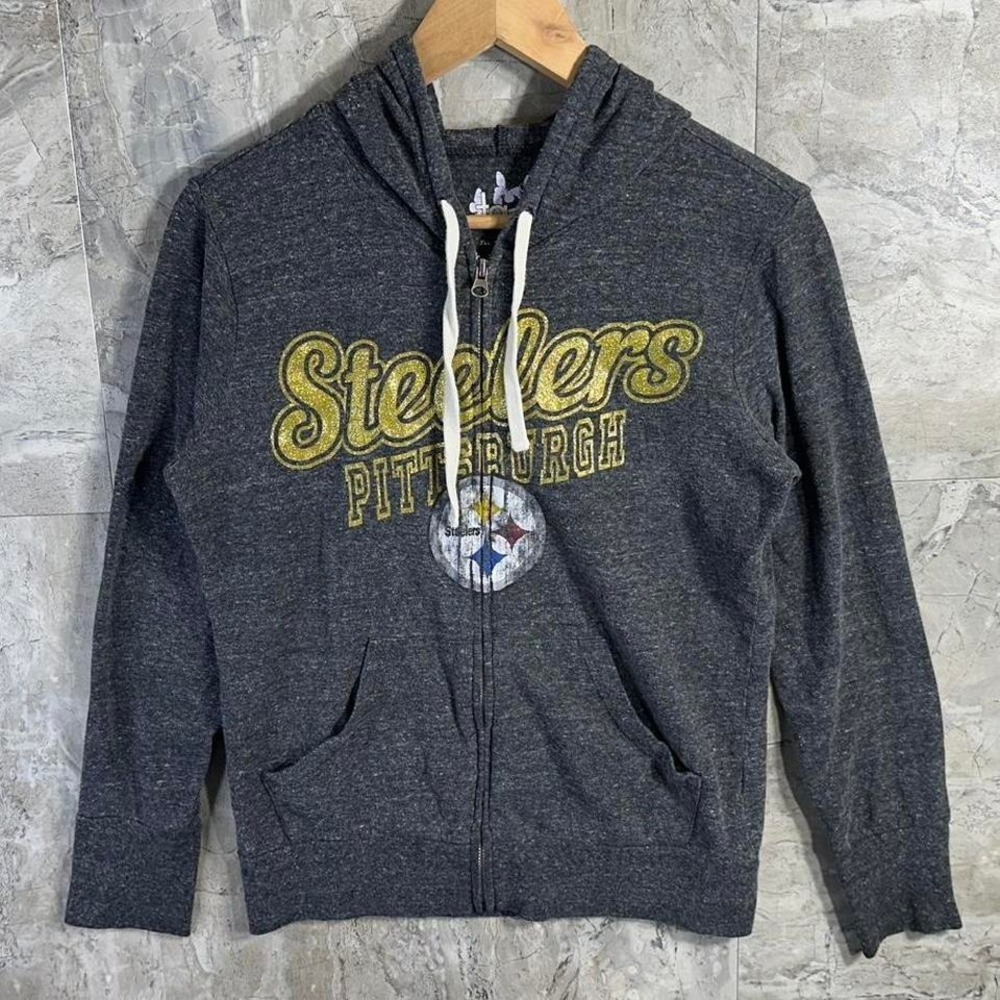 Pittsburgh Steelers sparkling grey zip up hoodie Woman's Size M  #NFL #steelers